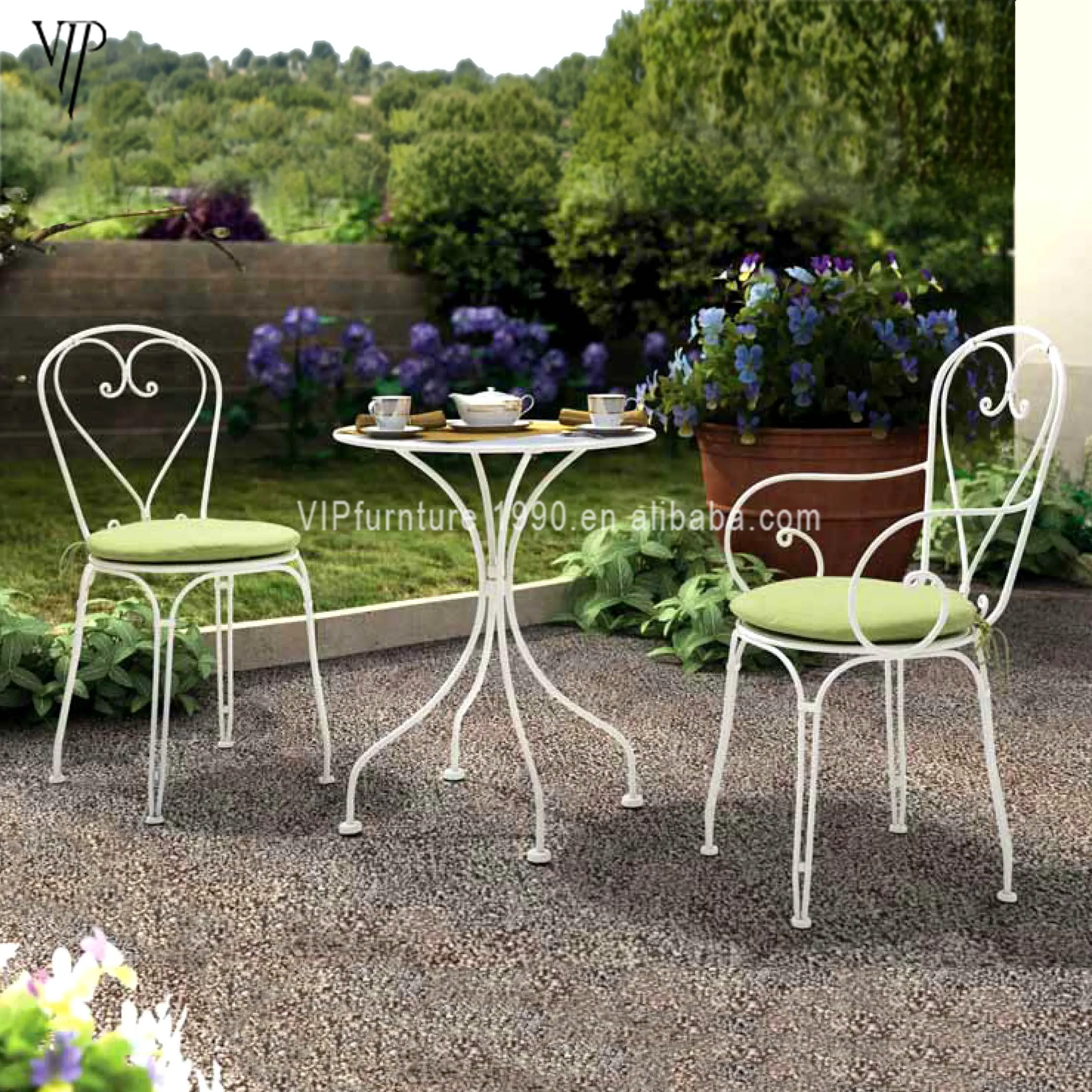 Fransız restoran bahçe metal sandalyeler açık cafe balkon mobilya bistro 3 parça set modern sandalyeler satış