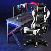 Chaise de jeu, chaise de bureau, chaise d'ordinateur, chaise ergonomique en cuir avec base pivotante et accoudoirs, confortable pour une utilisation prolongée