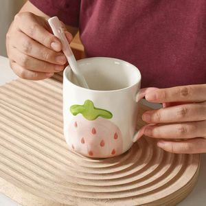 New Hot Sale Printed Strawberry Stoneware Ceramic <b>Mug</b> High Quality Large Capacity Embossed Design Business Gifts <b>Reusable</b> - Product Image 3