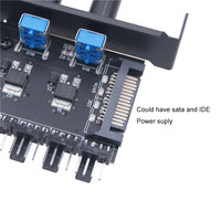 Controlador de Velocidad de Ventilador Angitu Sata/IDE Molex, 12V, para Laptop/PC, PCI, 8 Puertos, 3Pin/4Pin, PWM