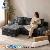 Luxuriöses Modulares Einzelsofa aus Stoff |   Waschbarer Bezug für Cloud Lounger |   Tragbare Möbel für Apartments