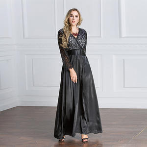 Venta caliente Tallas grandes Ropa <span class=keywords><strong>de</strong></span> mujer Estilo Costura <span class=keywords><strong>de</strong></span> encaje Manga tres cuartos Ropa <span class=keywords><strong>de</strong></span> noche Vestido largo 6016 - Product Image 6