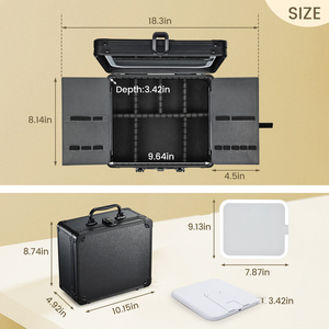 Large Makeup Case with LED Mirror Makeup <b>Box</b> Travel Train Case with LED <b>Lighted</b> Mirror Portable Cosmetic Brush Organizer Storage - Product Image 6
