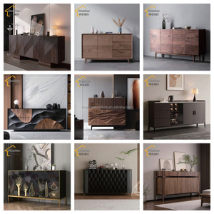 Mueble de Comedor Moderno y Minimalista Color Crema, Mueble de Almacenamiento de Pared <span class=keywords><strong>para</strong></span> Sala de Estar Familiar Pequeña, Estilo Nórdico con Tablero de Roca y Pizarra - Product Image 6