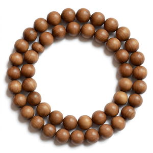 CRAFTHAND 108 Perles de Mala Bouddhistes en Santalum Marron 4mm-22mm 50++ Ans Écologiques Longue Durée Apaisantes Boisées Inde du Sud - Product Image 1