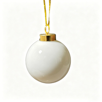 Boule de Noël blanche unie personnalisée en céramique, décorations mixtes en céramique avec jute pour décorations d'arbres de Noël - Grande Vente