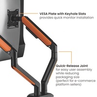 Support de bureau pour ordinateur de jeu entièrement réglable LDT63-C024GL 17-32 pouces 9 kg, bras de support pour double écran avec éclairage RVB pour écran LCD