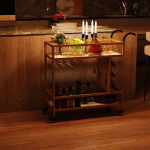 Home-use floor-standing wheeled beverage <b>cart</b>, multi-functional, movable <b>storage</b> rack, high-value and practical furniture. - Product Image 1