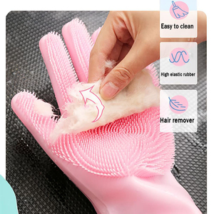 Nouveauté 2025 : Gants de lavage de vaisselle réutilisables à épaisseur moyenne, en silicone résistant à la chaleur, avec brosse de nettoyage et éponge, nouveau design - Product Image 3