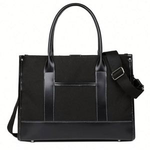 Water Resistant <b>Large</b> Reusable <b>Canvas</b> Tote <b>Bags</b> with PU Handles for Gift Shopping - Product Image 2