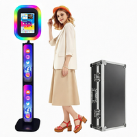 Support de photomaton pour iPad noir avec écran LCD de 12,9 pouces, logo personnalisé gratuit, coque en métal, photomaton pour iPad avec valise de transport