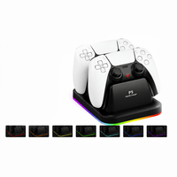 Support de charge double pour manettes de jeu RGB pour PlayStation 5 et PS4, station de charge rapide avec protection contre les surcharges