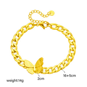 European American Style Heart Butterfly Charm Bracelet Gold Tone Titanium Steel Jewelry Gift for Women - Product Image 5