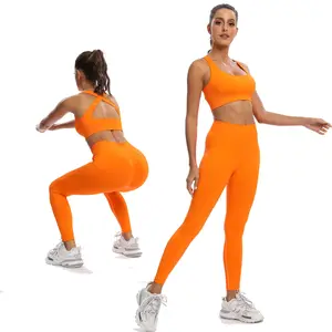 2022 Sexy senza soluzione di continuità Cross sport reggiseno Leggings allenamento palestra Fitness Yoga set per le donne