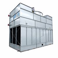 Tour de refroidissement industrielle à circuit fermé en métal, à longue durée de vie et à économie d'énergie, avec pompe à moteur et ventilateur pour une productivité élevée