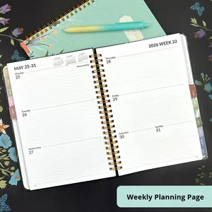 In Stock 2026 New Cross-Border Planner High-Value Schedule Book Floral Spiral <b>A5</b> Strap Notebook - Product Image 2