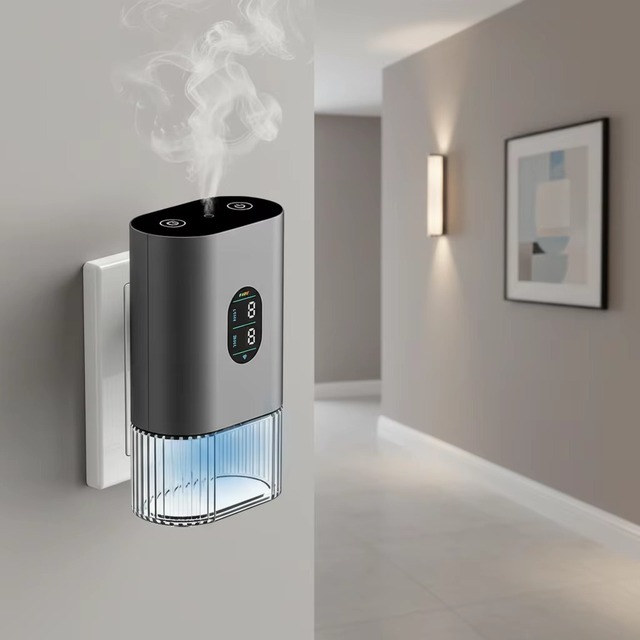 Smart Plug-In Electric Aroma Diffuser APP Control Remote Control Wall-Mounted 50ml Waterless Essential Oil Dispenser 7-color RGB