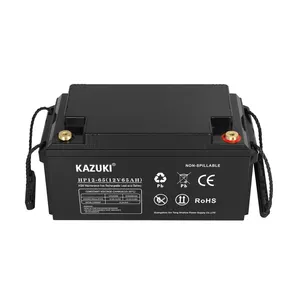 Fuente de alimentación de almacenamiento de energía de batería UPS de plomo sellada recargable de alta calidad Kazuki 12V65ah