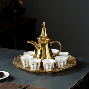 Set da Caffè Arabo in Ceramica per il Medio Oriente, Tazza Dora, Set <span class=keywords><strong>Kava</strong></span> per Casa, Design Floreale Minimalista, Confezione Regalo - Product Image 3