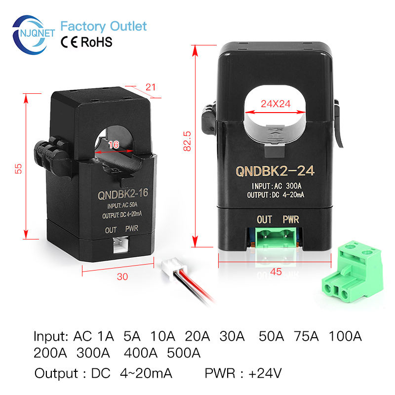 Hall Current Transducer AC DC 5A 10A 20A 50A 100A 200A 300A / 4-20mA 5V 10V RS485 Current Transformer Hall Effect Current Sensor