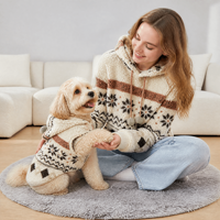 Set Sweater Rajut Kustom untuk Manusia dan Anjing, Pakaian Rajut Wanita, Pakaian Anjing Peliharaan, Pabrik ODM OEM Grosir