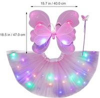 Light up Tutu Jupe Ensemble Fée Ange Ailes Bandeau Baguette Éclairé Ange Robe Costume Papillon Ange Cosplay Articles De Fête