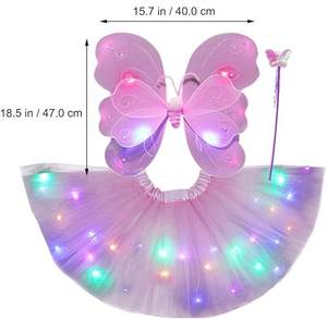 Conjunto de falda tutú iluminada Hada alas de Ángel diadema varita vestido de Ángel iluminado disfraz mariposa Ángel Cosplay fiesta suministros - Product Image 6