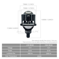 ZD25 projecteur Bi Led de lumière LED de haute qualité lentille de projecteur de 2.5 pouces pour projecteur universel de voiture pour phare de voiture 6000K 12V