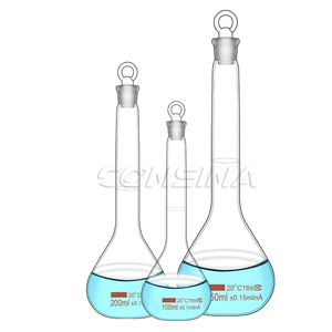 Équipement de laboratoire de chimie Fiole volumétrique Bouchon de sol Verrerie de laboratoire Bouteilles en verre volumétriques brunes - Product Image 2