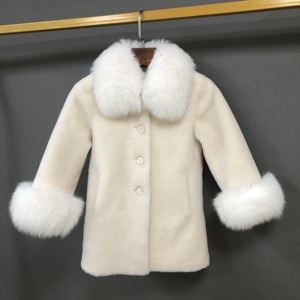 Chaqueta de lana de cordero personalizada para niñas, <span class=keywords><strong>cortavientos</strong></span> de invierno, abrigo grueso de piel de oveja, abrigo de peluche para niños al por mayor - Product Image 6