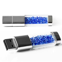 Nouvelle Clé USB 2.0 de Luxe Bleu Diamant avec Capuchon Métallique, Cadeau Personnalisé pour Mariage et Entreprise, Design Scintillant Diamant, Données Garanties 10 Ans