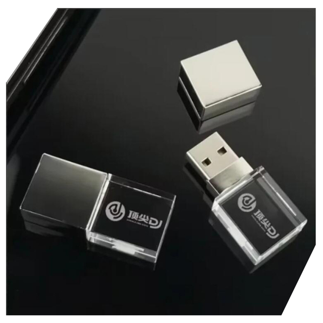 Free Engrave Logo 4GB-128GB New Metal Mini USB Flash Drive with LED Light-Promotion Gift