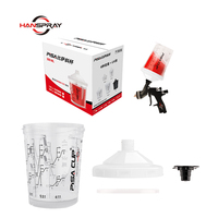 Hanspray 600ml HVLP 1.3mm Spray Gun Cup dengan Sambungan Cepat Tanpa Cuci untuk Cat Mobil Bahan PP Garansi 3 Tahun