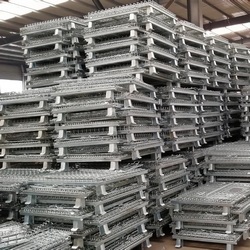 Warehouse Wholesale Foldable Lockable Wire Mesh Transport Metal Storage Wire Mesh <strong>Pallet</strong> <strong>Cage</strong> - Product Image 5