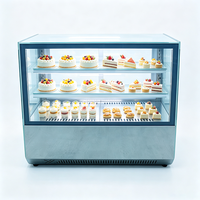 Vitrina Refrigerada para Pasteles con Cubierta de Vidrio Curvo, Enfriada por Aire, para Panadería Comercial, con Iluminación LED