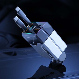 Chargeur de voiture rapide rétractable 172W 4-en-1 Type C USB-C adaptateur d'affichage numérique LED pour iPhone et <span class=keywords><strong>Samsung</strong></span> Solution de charge Premium - Product Image 2