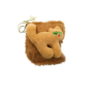 Portamonete Quadrato a Forma di Occhiali da Sole, 12x10cm, Portachiavi in Peluche Morbido per Donne e Ragazze - Product Image 1