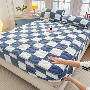ผ้าคลุมเตียงกำมะหยี่เนื้อหนาแบบควิลท์ ขายส่ง ผ้ารองกันเปื้อนที่นอนเมมโมรี่โฟม ผ้าคลุมเตียงกำมะหยี่คอรัล - Product Image 3
