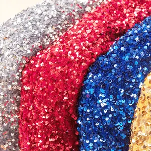 2024 Mass elastic thick base cloth glitter Sequin embroidered velvet Sequin fabric for evening dress