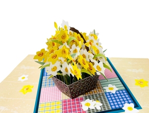 Original de la fábrica de China 3D Pop Up amarillo hermosa flor de Narciso WOW tarjeta de felicitación para mamá abuela maestra novia - Product Image 4