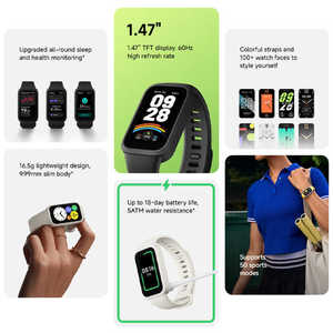 Global Xiao Mi Smart Band 9 Active 1.47'' Display Sports Blood Oxygen Heart Rate 18-Day Battery Life <b>Smartwatch</b> - Product Image 3