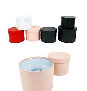 Caja de regalo de Color sólido con estampado de flores, cubo con ranura impermeable, conjunto redondo de <span class=keywords><strong>3</strong></span> piezas, caja dura reciclable - Product Image 1