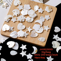 Breloques en nacre blanche en forme de cœur, étoile, lune, goutte d'eau et fleur pour bijoux