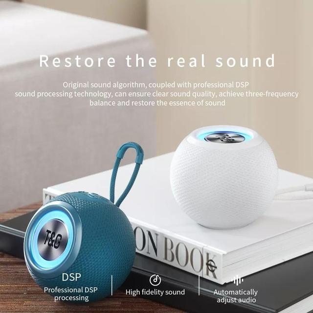 Wireless for Speaker with RGB Light Portable Outdoor Speaker FM Radio TWS Pairing 5W Output Power Plastic Built-in Mic