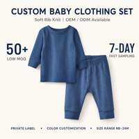 Ensembles de vêtements pour bébés unisexes avec logo personnalisé, faible MOQ, nouveau-né 0-3 mois pour garçon, ensemble de vêtements mixtes pour bébé garçon 12-18 mois