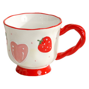Wholesale Underglaze Painted Relief Ceramic <b>Cups</b> Home and Office Mugs Cute Hand-painted Highball <b>Cups</b> - Product Image 6