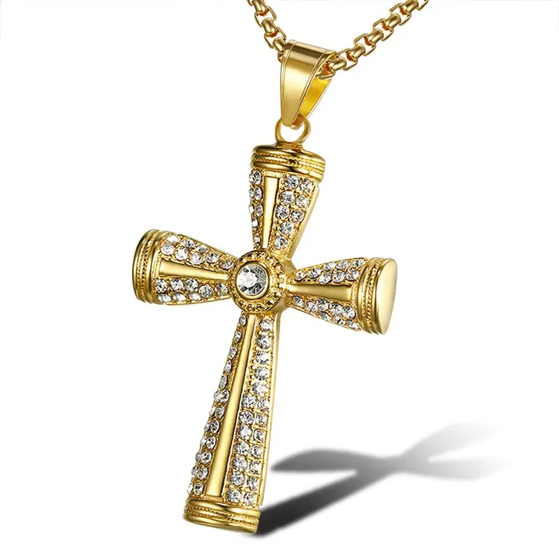 Оптовая продажа, ювелирные изделия из нержавеющей стали 316, христианский алмаз, крест, подвеска, ожерелье