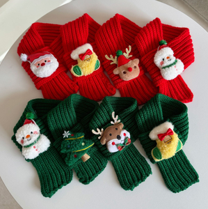 بيع بالجملة جديد نمط الصلبة محبوك الحيوانات الأليفة الأوشحة عيد الميلاد البوليستر المواد للقطط والكلاب - Product Image 2