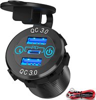 Adaptateur de chargeur de voiture USB C en aluminium 60W avec prise 30W PD3.0 et double QC3.0 avec interrupteur tactile