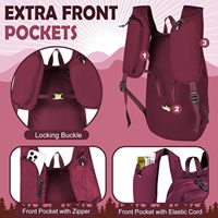 Sac à dos de randonnée pour femmes et hommes, 16 L, grande capacité, imperméable, pliable, avec poche à sangle, en nylon, noir